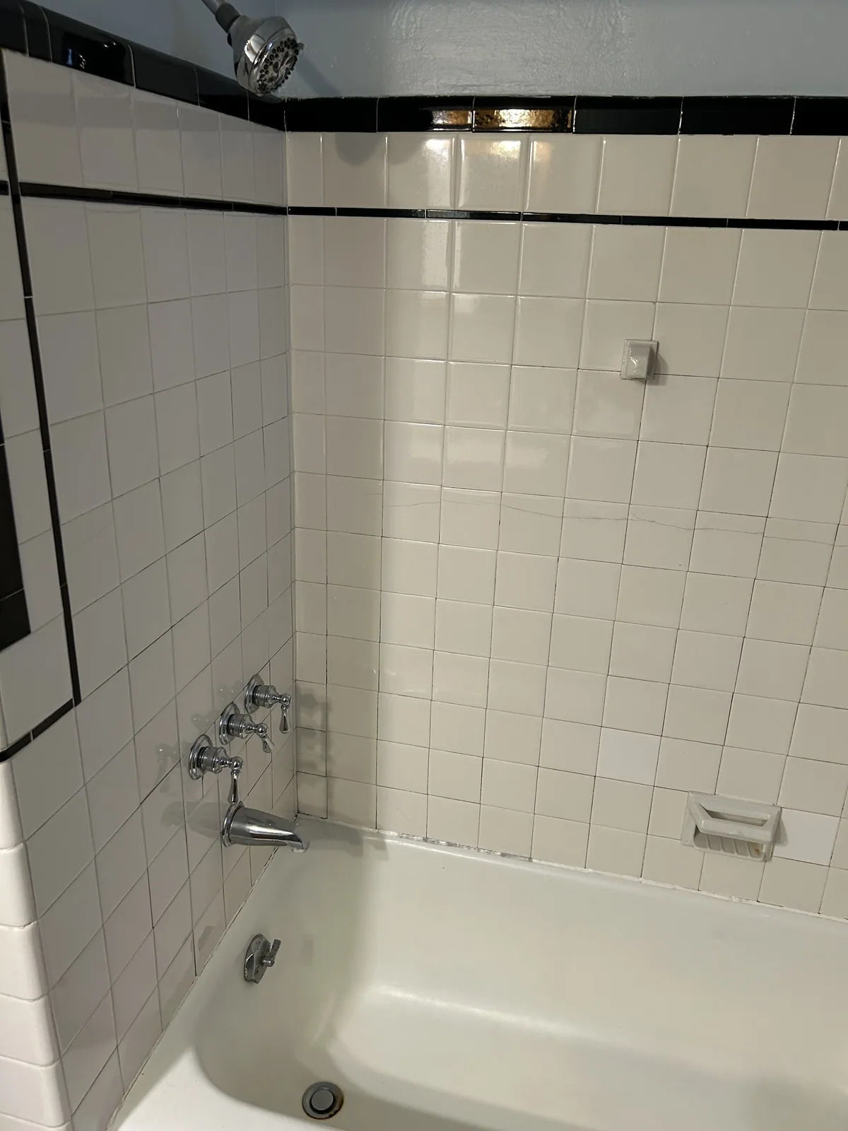 Tub and shower surround tile work in progress