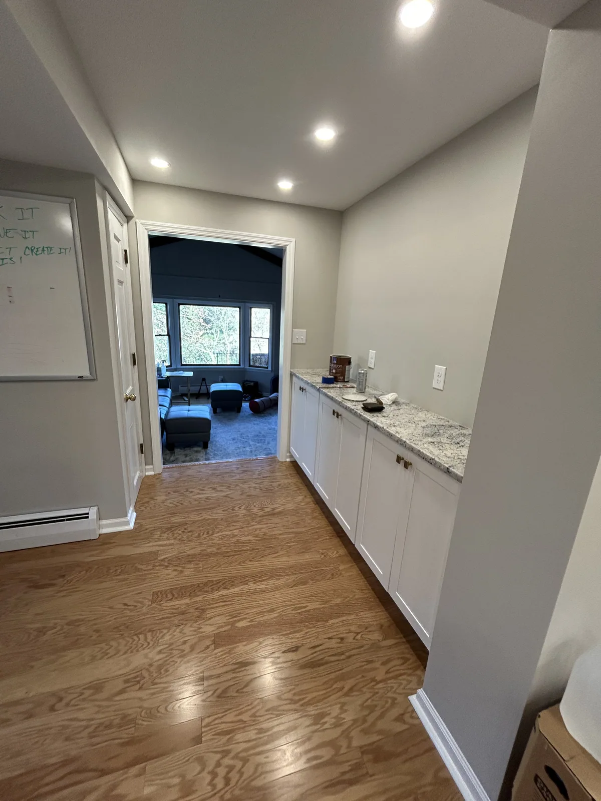 New hardwood flooring installed through a living area