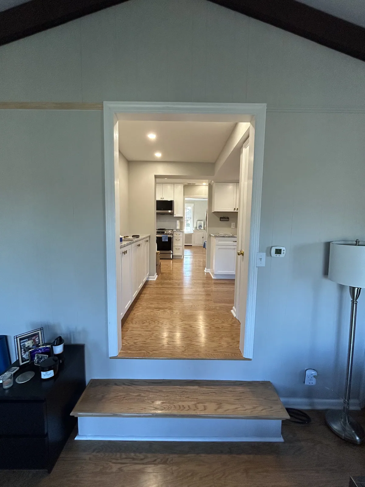 Freshly painted hallway with new trim